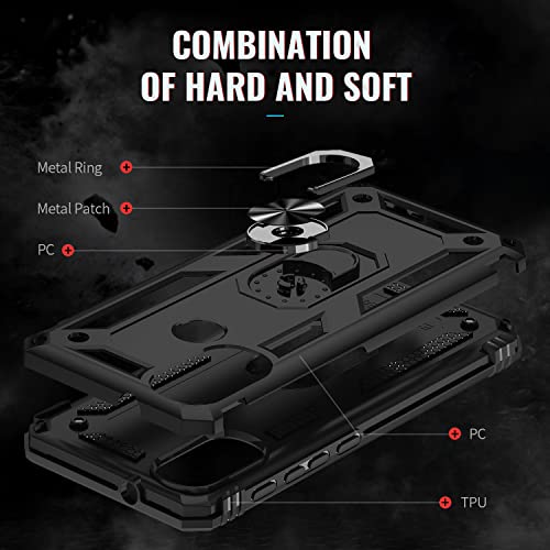 Asuwish Compatible with Moto E20/E30/E40 Case with Tempered Glass Screen Protector and Stand Ring Holder Kickstand Magnetic Cell Accessories Heavy Duty Phone Cover for XT2155 2021 Women Men Black - Image 2