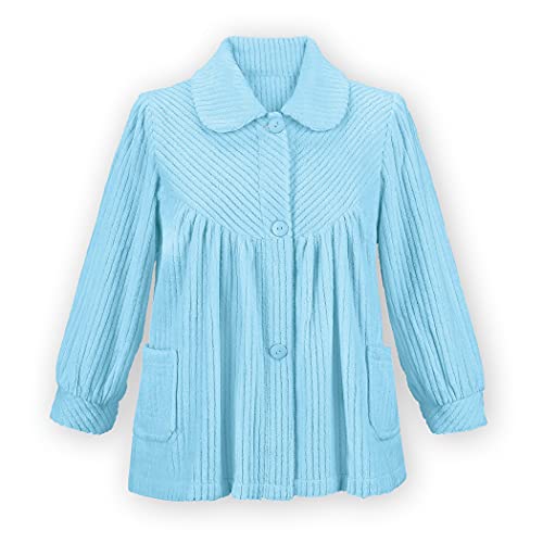 Collections Etc Soft Fleece Button Down Bed Jacket with Pockets - Comfy Flattering Fit Over Pajamas or Nightgown2