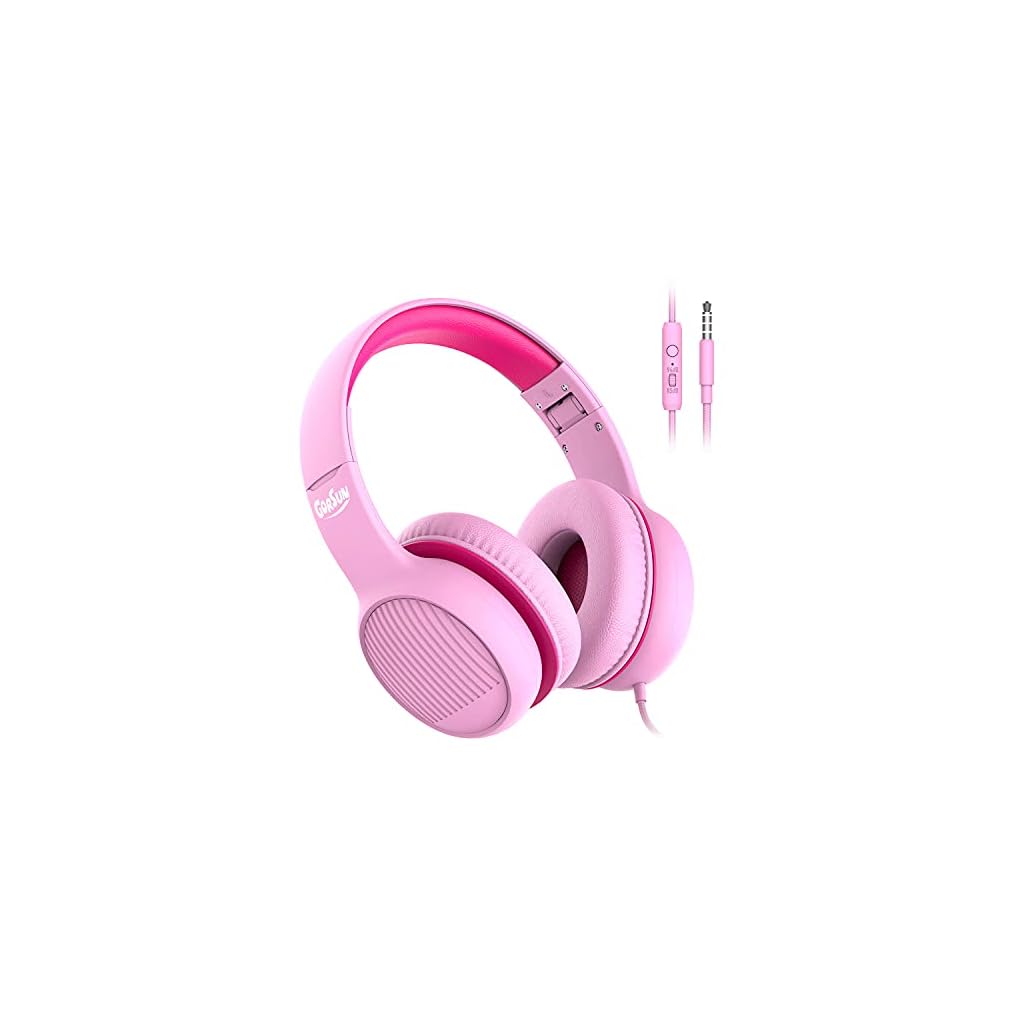 gorsun-Premium-A66-Kids-Headphones-with-85dB94dB-Volume-Limited-in-line-HD-Mic-Audio-Sharing-Foldable-Toddler-Headphones-Adjustable-Children-Headphones-Over-Ear-for-School-Travel-Pink
