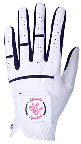 Men's Golf Glove Colorful Cabretta Leather And Synthetic Leather,Three Pack（Left Is Wear On Left Hand,Right Is Wear On Right Hand） Four Colors To Choose From Navy Blue/Sky/Red/Coffee(Navy,M,Left) #TOP2