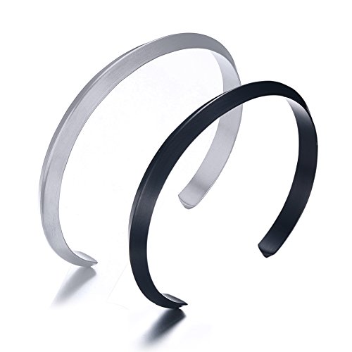 MPRAINBOW MP 2pcs Vintage Stainless Steel Minimalist Style Triangle Wire Metallic Open Facted Cuff Bangle Bracelet