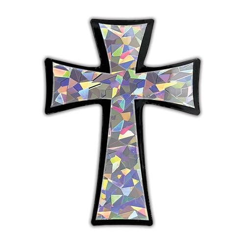 Image of Elektroplate Christian Tapered Cross Reflective Decal (3.25 inch x 2.5 inch) Premium Automotive-Grade All Weather Sticker for Car, Water Bottle, Laptop, Phone & More | Made in the USA