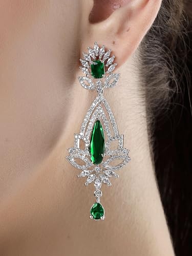 Image of Karatcart Women Silver Plated Blue American Diamond Studded Jhumki Earrings