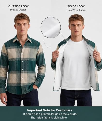 Image of DEEMOON Men's Premium Cotton Blend Printed Checkered Shirt | Full Sleeve Plaid Casual Button-Down Shirt | Soft & Comfortable Regular Fit | Office, Travel & Everyday Wear
