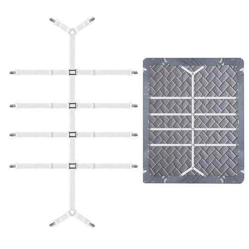 LUXECOVE Sujeta sabanas bajeras, Clips elásticos para sábanas, Tensor de sábanas Ajustables con Clips metálicos, Adecuado para Todas Las sábanas, sábanas Ajustables, colchones