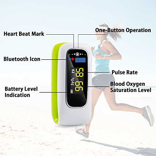 Rechargeable Oxygen Meter Finger Pulse Oximeter, Smilecare Bluetooth Pulse Oximeter Fingertip Blood Oxygen Saturation Monitor With Heart Rate And Perfusion Index With Free App Ios & Android For Adult #TOP1