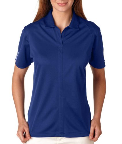 Adidas Golf Ladies Sports ClimaLite 3-Stripes Cuff Polo Shirt - Collegiate Royal/White A78 L