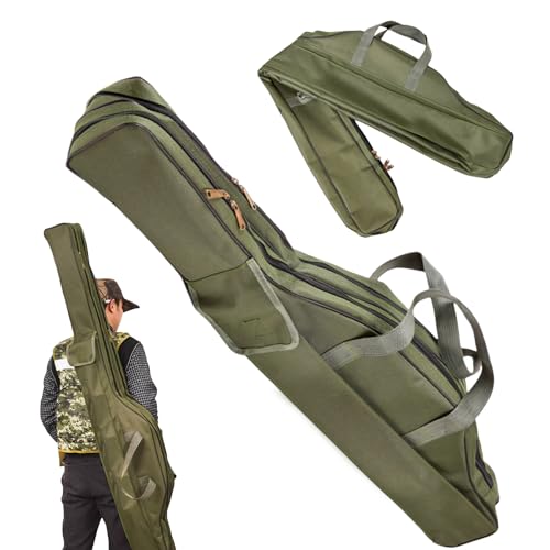 3 Lagige Angeltasche, Rutentasche, Angelruten Tasche, Angelrutentaschen, Faltbarer Angelrute Tasche, Fishing Rutentasche, Fishing Bag Für Angelruten Angelgerät Reise Aufbewahrungstasche (Grün)
