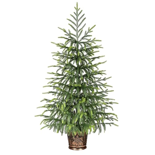 Siyaluens 3FT Norfolk Pine Tree with Pot - Christmas Tree with Real Touch PE Branch Tips for Front Porch, Kitchens, Home Indoor Outdoor Xmas Decor