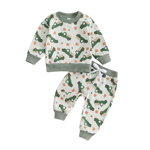Image of Amnnchya Toddler Girl Boy Halloween Outfit Baby Pumpkin Clothes Long Sleeve Halloween Sweatshirt Pants Fall Winter Set