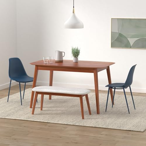 Image of Poly & BARK Isla Modern Kitchen Chairs Set of 4 - Plastic Dining Chair with Metal Legs - Quick Assembly Simple Cafe Chairs Plastic for Indoor or Outdoor - Lago Blue