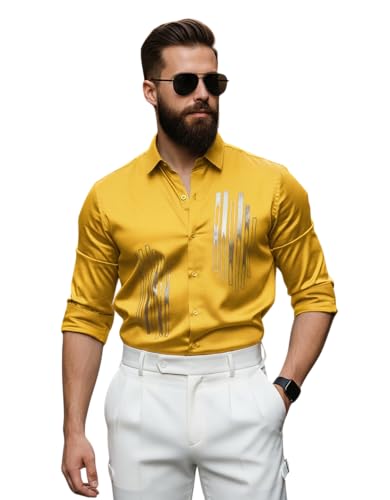 IndoPrimo Men’s Stylish Satin Shirt for Party and Casual Wear – E...