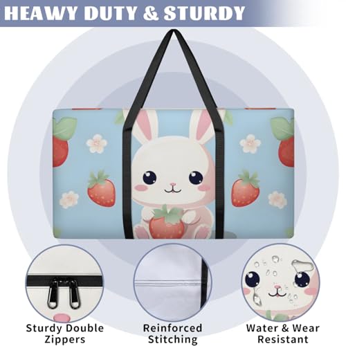 Strawberry Rabbit Extra Large Moving Bags Heavy Duty Storage Bags Cloth Wrap Around Handles Double Zipper Reusable Convenient Foldable Storage Tote for Travel Camping Space Save3