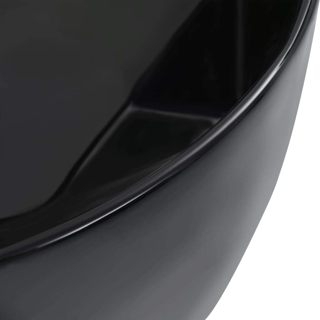 Lavabo in ceramica nera 36x14 cm lavabo da appoggio per bagno ospiti WC ristrutturazione e ristrutturazione design moderno con finitura lucida