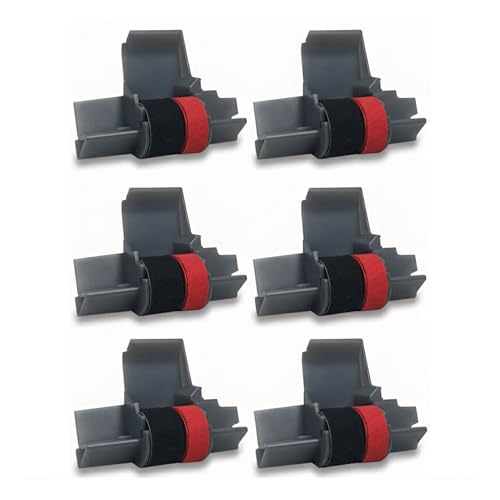 Pacote com seis rolos de tinta para calculadora Canon P23-DH V, preto e vermelho, compatível