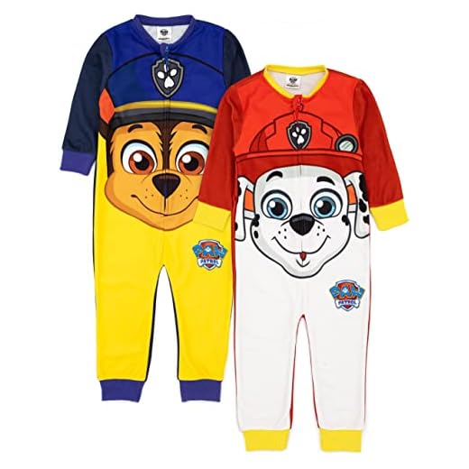 Paw Patrol Onesie 2 Pack Enfants Toddlers Chase Marshall All in One Pyjamas