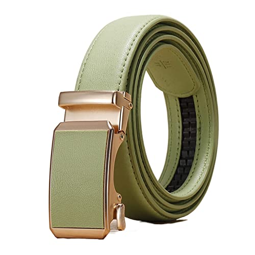Unisex Belt,Men's Ratchet Belt for Dress Slid Leather Belt with Automatic Click Buckle,Multiple Colors to Choose from,Green,130CM/51.1''