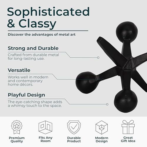 Objeto Decorativo Negro de Metal Jacks, Escultura Abstracta Moderna miniatura 6