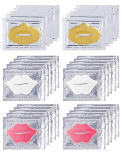 HUVZOR Masque pour Lèvres (30 pcs) - Collagène Marin, Cerise & Miel - Soin Exfoliant & Hydratant Nuit et Jour - Lèvres Réduit les Ridules, Parfait pour Spa à la Maison