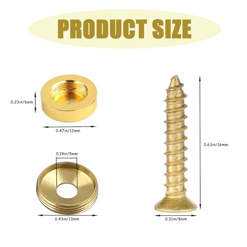Pack de 16 Tornillos Decorativos de Latón M4 x 12mm miniatura 2