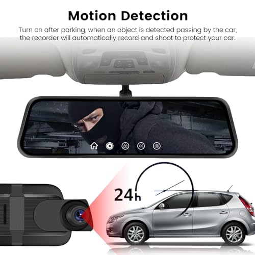 Câmera retrovisor retrovisor IPS de 9,66 polegadas com tela sensível ao toque - Câmeras de carro 108