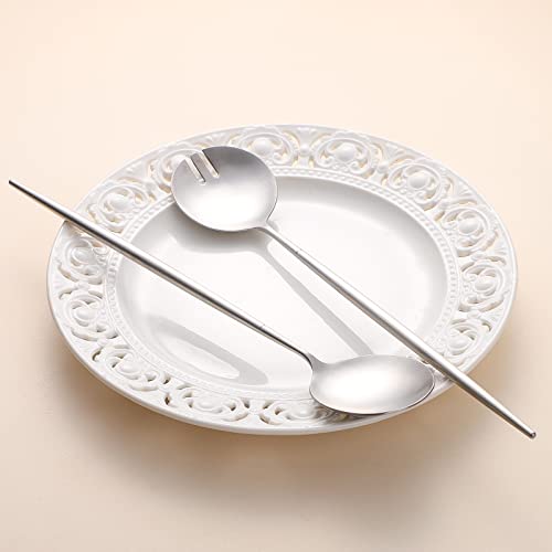 Zerophilo Salad Servers,Spoon And Fork Set 11.41 Inch,18/10 Stainless Steel Salad Serving Silver thumb #5