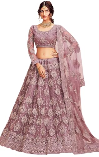 JULEE Women's Net Embroidered Semi-Stitched Lehenga Choli Maanav ...