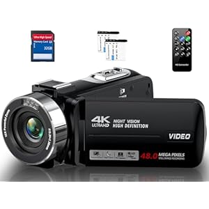 Camcorder Video Camera 4K Ultra 48MP Vlogging Camera for YouTube 18X Digital Zoom Camcorder Recorder 3.0″ LCD Touch Screen IR Night Vision with Remote Control, 32GB SD Card, 2 Batteries