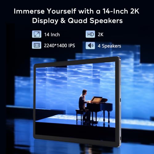 Image of 2026 New 10.3 Inch Tablet with Stylus, 2K IPS Display Tablet Android 14 Tablet, 19GB RAM 256GB ROM (1TB TF Expandable), 8-Core,8+13MP Dual Camera, 8000mAh Battery, 5G /2.4G Dual WiFi - Silver