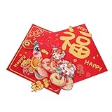 Frcolor 2個 年 蛇年 春節 立体福字ステッカー カー風 伝統的な縁起物 飾り付け簡単 壁 窓 ドア用 旧正月ホームデコレーション 春祭りパーテ