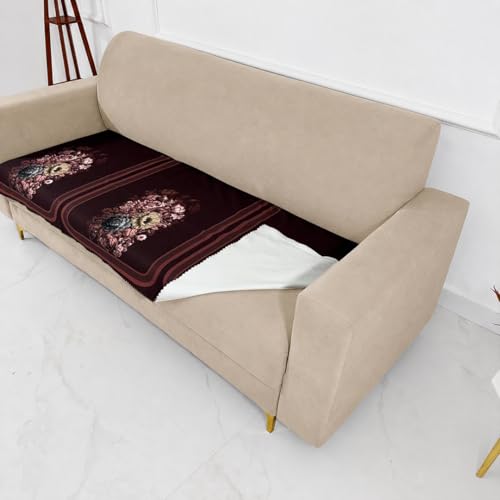 Image of Homerz Premium 'Luxe Series' Sofa Cover | Holland Velvet Fabric | Smooth Finish | Anti-Slip Fleece Backing Couch Protector (Maroon, 7 (3+2+2) Seater, Only Seat Cover)