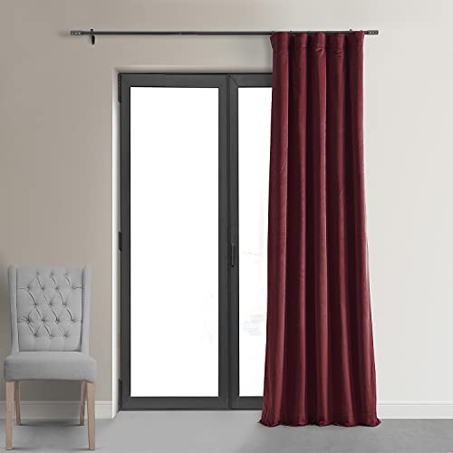 HPD Half Price Drapes Signature Velvet Thermal Blackout Curtains for Living Room 96 Inch Long (1 Panel) Rod Pocket Insulated Blackout Curtains for Bedroom Window Curtains, 50W x 96L, Burgundy