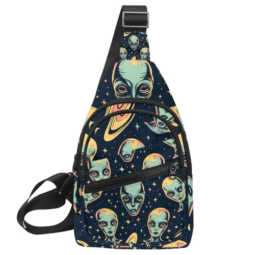 Sac à dos à bandoulière alien multicolore et sac banane réglable pour homme et femme