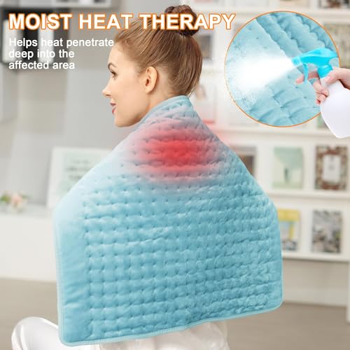 Image of Deepsoon Heating Pad,Electric Heating Pads for Back,Neck,Moist Heating Pad for Abdomen Shoulder Knee Legs,Dry /Moist Heat&Auto Shut Off,Mother's Day Birthday for Men and Women,Light Blue,24x20 Inch
