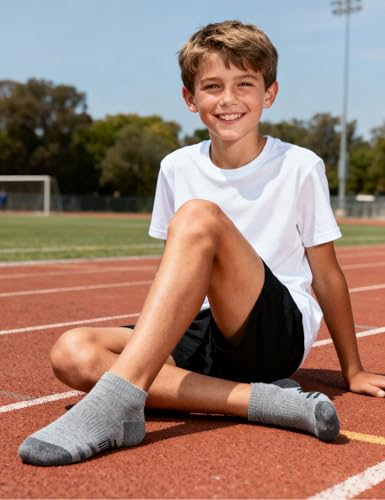 Image of Somaibo 10 Pairs Boys Girls Ankle Socks Kids Athletic No Show Socks Low Cut Half Cushioned Sock