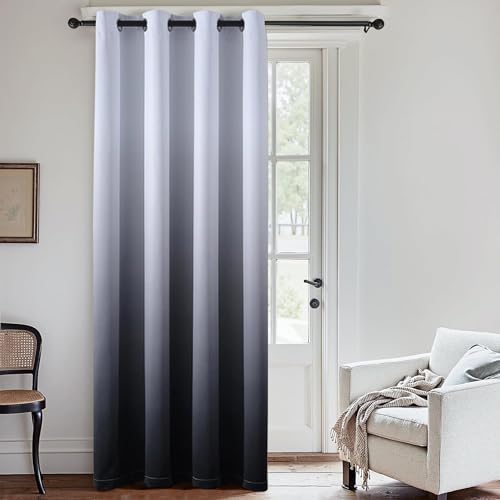 Image of SimpleHome Ombre Gradient Black White to Gray Curtains for Bedroom,52Wx84L | Room Darkening Curtains,Light Blocking Thermal Insulated Grommet Window Curtains for Living Room,1 Panel,84 Inches Length
