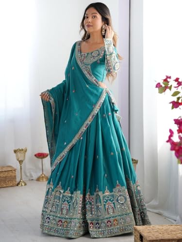Image of Suppar Sleave Women's Embroidered Anarkali Gown with Dupatta | Traditional Ethnic Wear for Wedding Occasions