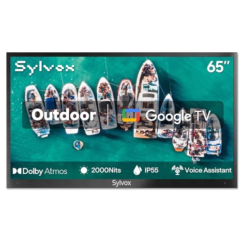 SYLVOX New 65” Outdoor Smart TV, Superior Waterproof Performance, Upgraded Matte Finish for Enhanced Anti-Glare Effect, Full Metal, with Dolby Atoms, 2000nits, Full Sun Pool Pro 2.0+ Series