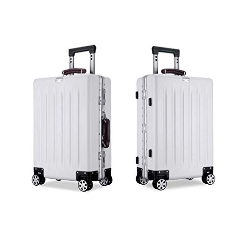Kuqiqi Maleta de Transporte, Estuche rígido, Maleta giratoria, Maleta, Organizador de Viaje, Simple, 21/25 Pulgada, Negro El último Estilo, Simple. (Color : White, Size : 25)