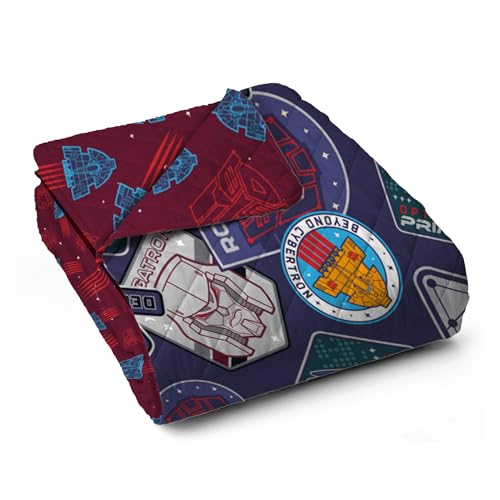 Image of Northwest Transformers Patches Twin Quilted Blanket, Comfy Throw, Adults Boys Girls, Soft Lightweight Bedding for Bed, or Couch, 60 x 80 inches