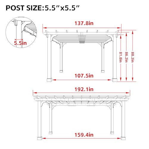 VEIKOU-12×16-Wood-Pergola-Patio-Pergola-with-Solid-Cedar-Structure-Outdoor-Pergola-Backyard-Gazebo-with-Unparalleled-Slatted-Roof-Trellis-for-Deck-Grill-Party-Garden VEIKOU 12×16 Wood Pergola Patio Pergola with Solid Cedar Structure Outdoor Pergola Backyard Gazebo with Unparalleled Slatted Roof Trellis for Deck Grill Party Garden