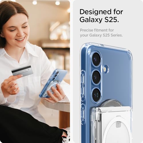 Image of Spigen Ultra Hybrid (MagFit+) Magnetic Card Holder up to 3 Cards, Designed for Galaxy S26 /S25 Series Magnetic Case Only and iPhone 17 /16 /15 /14 /13 /12 Models - Crystal Clear