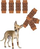 8 Pcs Pet Dog Elbow Sleeve Protector Pets Leg Brace Knitted Sock Warm, Dog Elbow Wrap, Dog Leg Warmer Wrap Protector for Small,Medium Dogs Puppy Stocking Stuffers Puppy Cat Leg Sock (Leopard, S)
