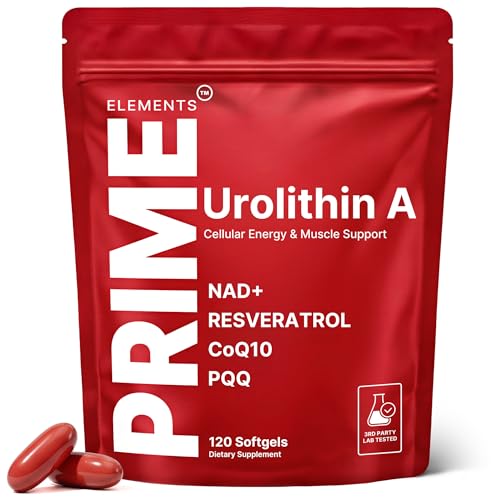 Urolithin A Supplement with NAD+ Resveratrol CoQ10 & PQQ High Potency 5-in-1 Longevity Formula Mitochondrial Support for Healthy Aging Energy & Muscle Strength 120 Softgels - 2 Month Supply