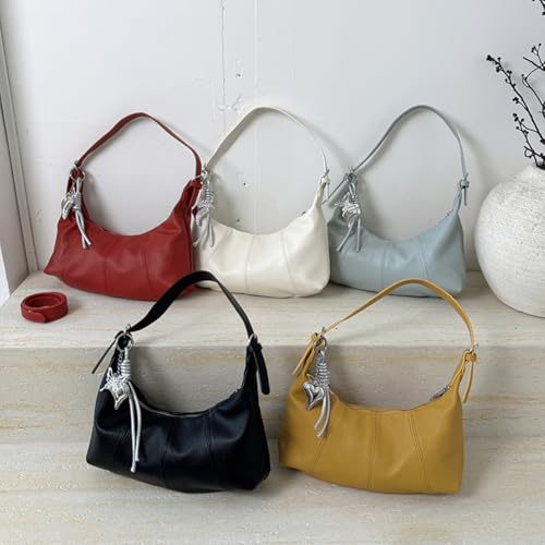 Shoulder Bag Trendy Top Handle Handbag Casual Cresent Bag for Women (Red)2