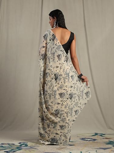 Image of Garden Vareli Women Georgette All Over Floral Printed Saree