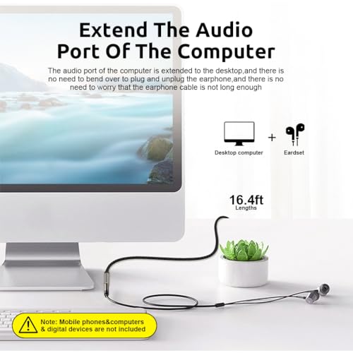 Image of Verilux Audio Aux Cable, 16.4Ft Jack Audio Extension Cable Male to Female Audio Jack Cable, Universal Stereo 3.5 mm to 3.5 mm Cable for Phones, Speakers, Headphones, Tablets, MP3 Players and Car