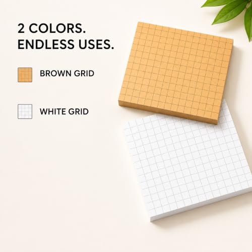 Image of Checkered Sticky Notes, 100 Sheets Each | Self Adhesive Notes, Reminders, Study, School & Organizing