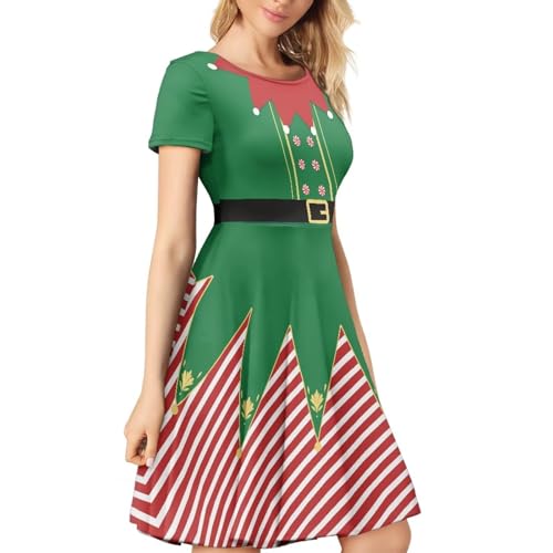 Image of AFPANQZ Womens Casual Summer Lightweight Vintage Dress Short Sleeve Midi Dress Knee-Long Luxury Formal Dress
