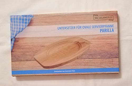 MICHELANGELO Parilla - Salvamanteles de Madera barnizada para sartén Ovalada